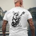 犬 ギタリスト ギター ペンブローク ウェールズ コーギー パパ ママ メンズTシャツ バックプリント 高齢者への贈り物