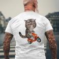 猫 ねこ バイク メンズTシャツ バックプリント 高齢者への贈り物