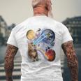 猫 ねこ 宇宙 惑星 メンズTシャツ バックプリント 高齢者への贈り物