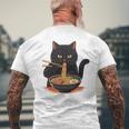 猫 ラーメン グラフィック 日本語 カワイイ アニメ 面白い ラーメン 猫 長袖tシャツ メンズTシャツ バックプリント 高齢者への贈り物