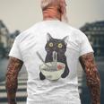猫 ラーメン 麺 和 ラーメン かわいい 猫 メンズTシャツ バックプリント 高齢者への贈り物