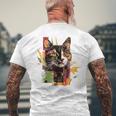 猫 抽象的 かわいい アート ポートレート 動物 恋人 グラフィック 猫 メンズTシャツ バックプリント 高齢者への贈り物