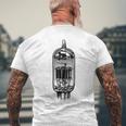 真空管デザイン・ヴィンテージ・アナログ・バルブ・アンプ、ギター メンズTシャツ バックプリント 高齢者への贈り物