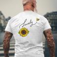 秋のひまわり マルハナバチ 面白いひまわり蜂 秋の愛 メンズTシャツ バックプリント 高齢者への贈り物