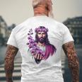 紫の蘭を持つイエス メンズTシャツ バックプリント 高齢者への贈り物