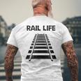 線路付きレールライフ 鉄道作業員と鉄道模型用 メンズTシャツ バックプリント 高齢者への贈り物