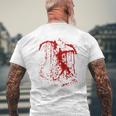 血まみれの傷 ハロウィンコスチューム 血はね けが ゾンビ メンズTシャツ バックプリント 高齢者への贈り物