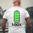 電池 100 フルバッテリー メンズTシャツ バックプリント 高齢者への贈り物