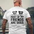 面白い 私の友達のほとんどは犬です ミニチュアシュナウザー メンズTシャツ バックプリント 高齢者への贈り物