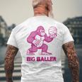 面白いゴリラ遊びバスケットボール ビッグボーラー マネースポーツ メンズTシャツ バックプリント 高齢者への贈り物
