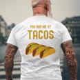 面白いタコス You Had Me At Tacos かわいい 愛らしいタコス フード メンズTシャツ バックプリント 高齢者への贈り物