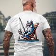 面白い釣り猫ロッドとリール Lets Go 釣り 猫釣り 長袖tシャツ メンズTシャツ バックプリント 高齢者への贈り物