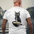 黒猫 ラーメン 麺 和食 メンズTシャツ バックプリント 高齢者への贈り物