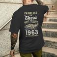 1963年生まれ、62歳の誕生日、クラシックカー メンズTシャツ バックプリント 彼への贈り物