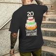 20 Years Of Awesome 20歳の誕生日ケーキ 大人用 メンズTシャツ バックプリント 彼への贈り物