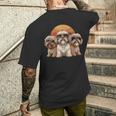 3匹のかわいい犬 ラサ・アプソ シーズー クール サングラス付き メンズTシャツ バックプリント 彼への贈り物