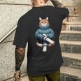 A Cozy Cat Wear Aweater And お揃い パンツ メンズTシャツ バックプリント 彼への贈り物