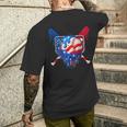 Baseball Drip Boys Dripping Ice Cream Baseball American Flag Men's T-shirt Back Print Gifts for Him