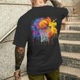 Basketball Colorful Drip Graphic Men's T-shirt Back Print Funny Gifts