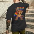 Bear I Lgbtq Flag I レインボー フラッグ I Gay Pride メンズTシャツ バックプリント 彼への贈り物