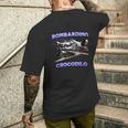 Bombardino Crocodilo Bootleg Brainrot イタリアン ブレイン ミーム メンズTシャツ バックプリント 彼への贈り物