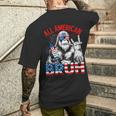 Bruh Bigfoot Merica Rock American Flag Patriotic 4Th Of July Men's T-shirt Back Print Funny Gifts
