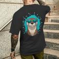 Chill Otteribes 面白いカワウソサングラスデザイン メンズTシャツ バックプリント 彼への贈り物