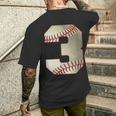 Cool 3 3番 数字 バースデーパーティー 3番目 野球 誕生日 メンズTシャツ バックプリント 彼への贈り物