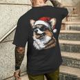 Corgi サンタハット 面白い かわいい 犬 ママ お父さん クリスマス 長袖tシャツ メンズTシャツ バックプリント 彼への贈り物