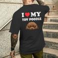 Cute I Love My Toy プードル 犬の飼い主 メンズTシャツ バックプリント 彼への贈り物