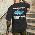 Dolphinately Happy ドルフィンズ イルカ 哺乳類 海 Dolphin ドルフィン メンズTシャツ バックプリント 彼への贈り物