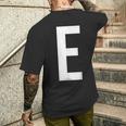 E字アルファベット モノグラム イニシャル メンズTシャツ バックプリント 彼への贈り物