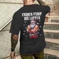 Frohen Pump Ihr Lappen 筋肉質サンタジム メンズTシャツ バックプリント 彼への贈り物