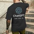 Nerd Chatgpt Just Did It デザイン メンズTシャツ バックプリント 彼への贈り物