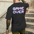 Game Over 8Bit ゲームオーバー 8ビットピクセル レトロヴィンテージビデオゲームグラフィック ゲーマー メンズTシャツ バックプリント 彼への贈り物