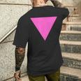 Gay Pride Upside Down Pink Triangle メンズTシャツ バックプリント 彼への贈り物