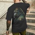 Gorilla モンキーアート 動物 メンズTシャツ バックプリント 彼への贈り物