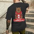 Happy Canada Day 面白いカナダのクマの旗 メンズTシャツ バックプリント 彼への贈り物
