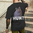 Huh Cat Meme メンズTシャツ バックプリント 彼への贈り物