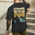 Huntington Beachurf City California アンティーク調サーフィン メンズTシャツ バックプリント 彼への贈り物