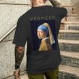 Johannesermeer アーティスト向け 真珠のイヤリングを持つ少女 メンズTシャツ バックプリント 彼への贈り物