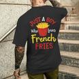 Just A Boy Who Loves French Fries フライドポテト じゃがいも ヴィーガン メンズTシャツ バックプリント 彼への贈り物