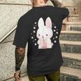 Kawaii Rabbit Drink バブルティー ウサギ ボバ メンズTシャツ バックプリント 彼への贈り物