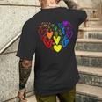 Lgbtq レインボーフラッグハート Lgbtqia バレンタインデー プライドムーン メンズTシャツ バックプリント 彼への贈り物
