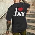 I Love Jay I Heart Jay レッドハート メンズTシャツ バックプリント 彼への贈り物
