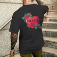 I Love Miami Miami Love Heart & Roses Illustration Graphic メンズTシャツ バックプリント 彼への贈り物