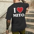 I Love Mito、ハートのある日本の都市 メンズTシャツ バックプリント 彼への贈り物