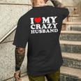 I Love My Crazy Husband Wild Love For Adoring Husbands メンズTシャツ バックプリント 彼への贈り物
