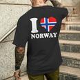 I Love Norwegian Pride ノルウェーのルーツ ノルウェー国旗 メンズTシャツ バックプリント 彼への贈り物