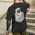 Love Pugs かっこいいポケットパグ ペット 犬 グラフィックデザイン メンズTシャツ バックプリント 彼への贈り物